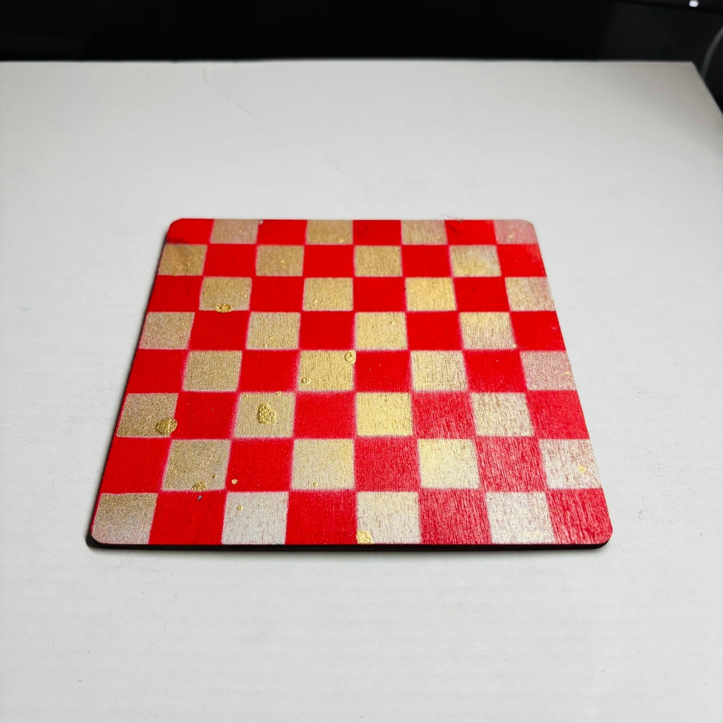 Cherry Red Golden Hue - Mini Chess Set