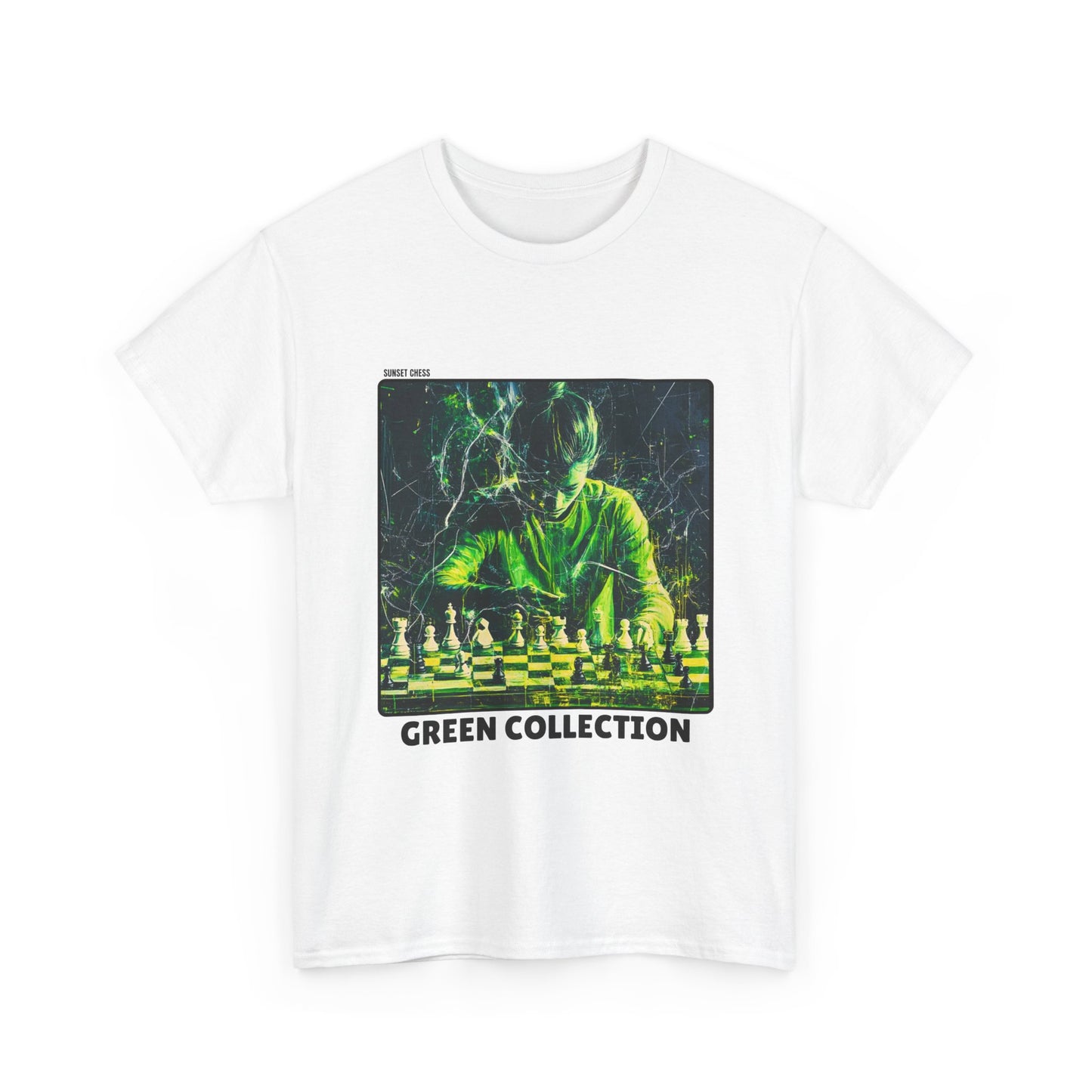 Electric Green Chess  -White T Shirt
