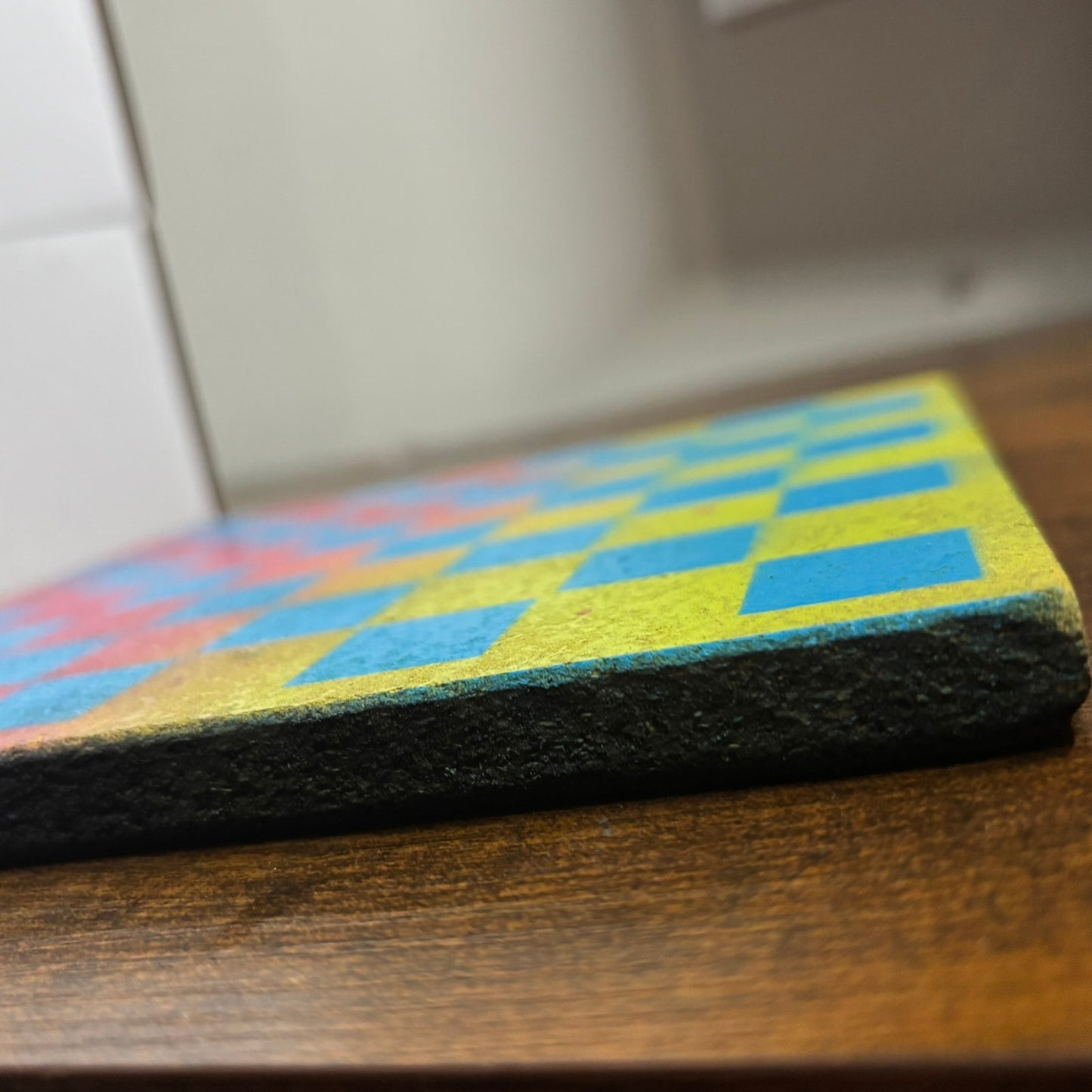 Pink & Neon Green Blue Hue - Painted Double Sided Chess Board
