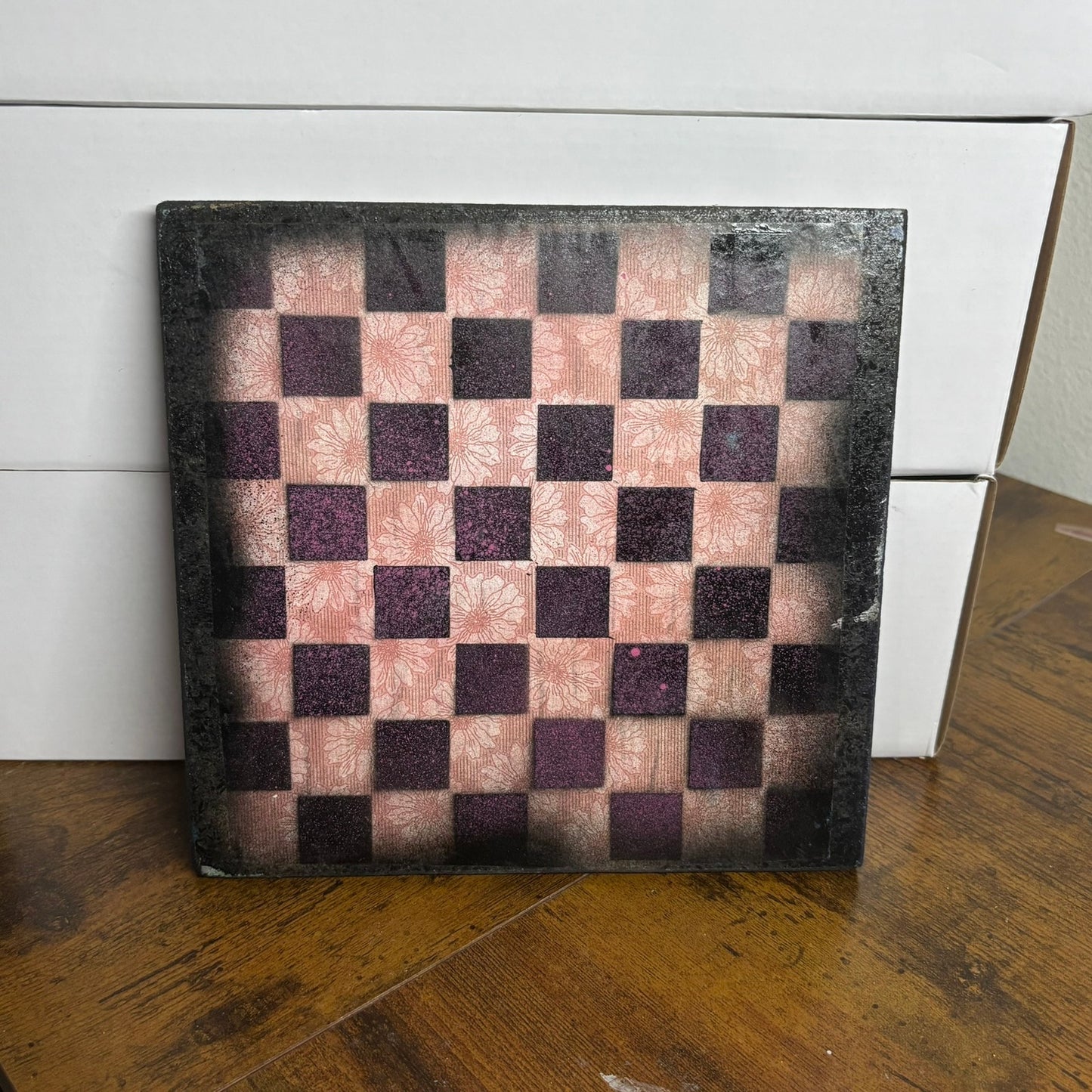 Orange & Purple Fade - Painted Double Sided Chess Board