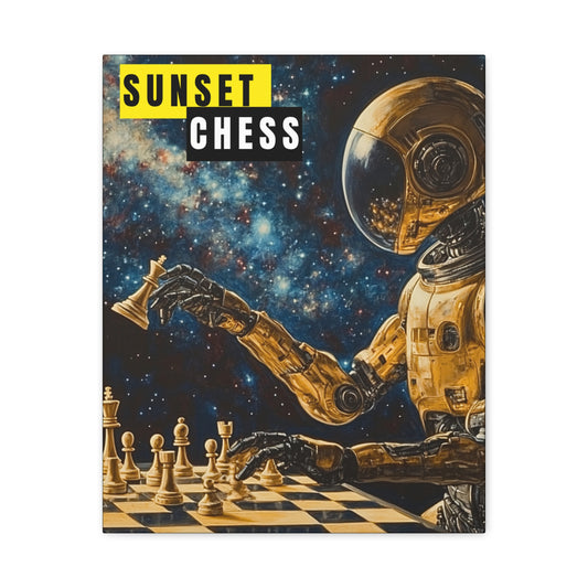 Space Man Plays Chess - Canvas Print 16"x20'