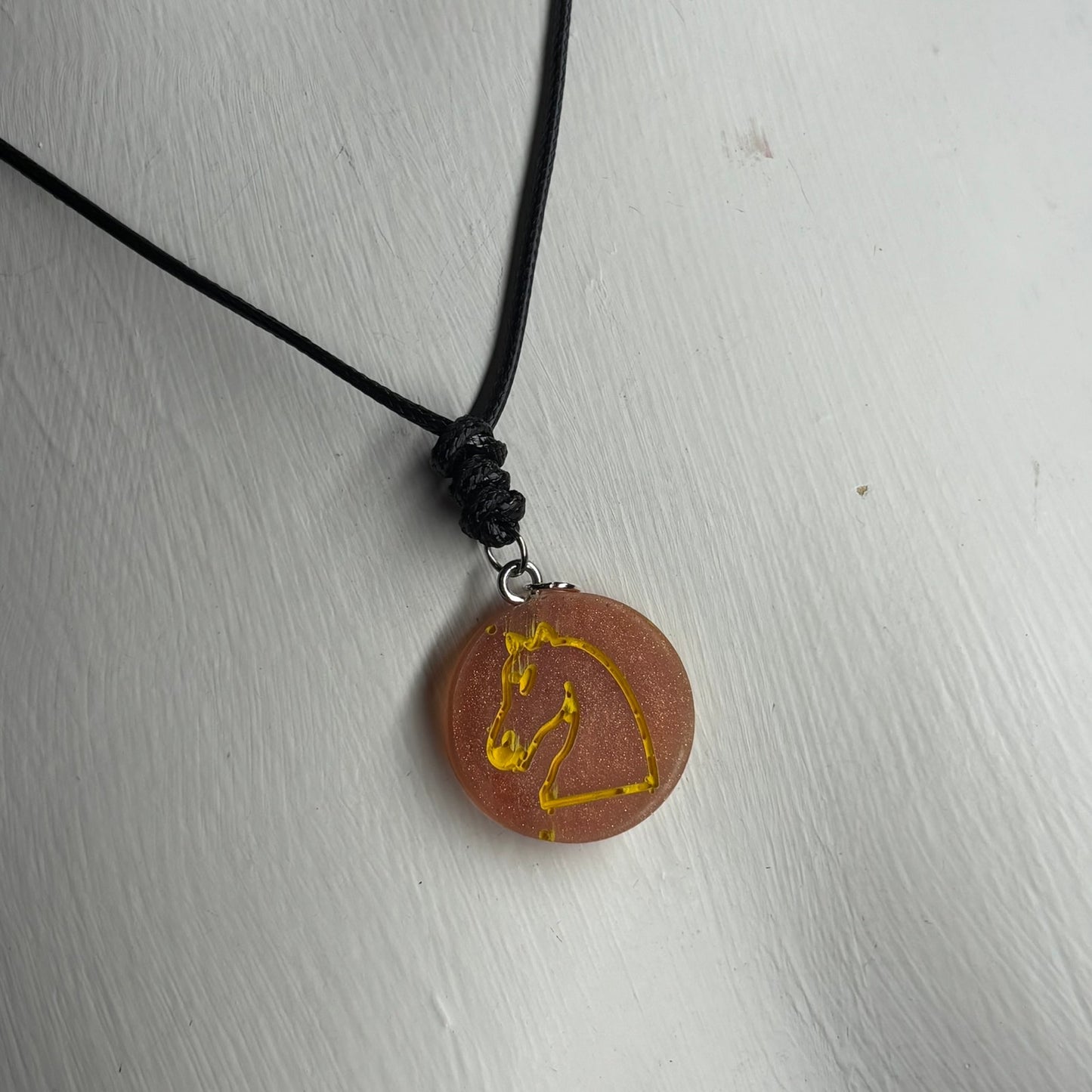 Orange Knight - Handmade Resin Chess Necklace