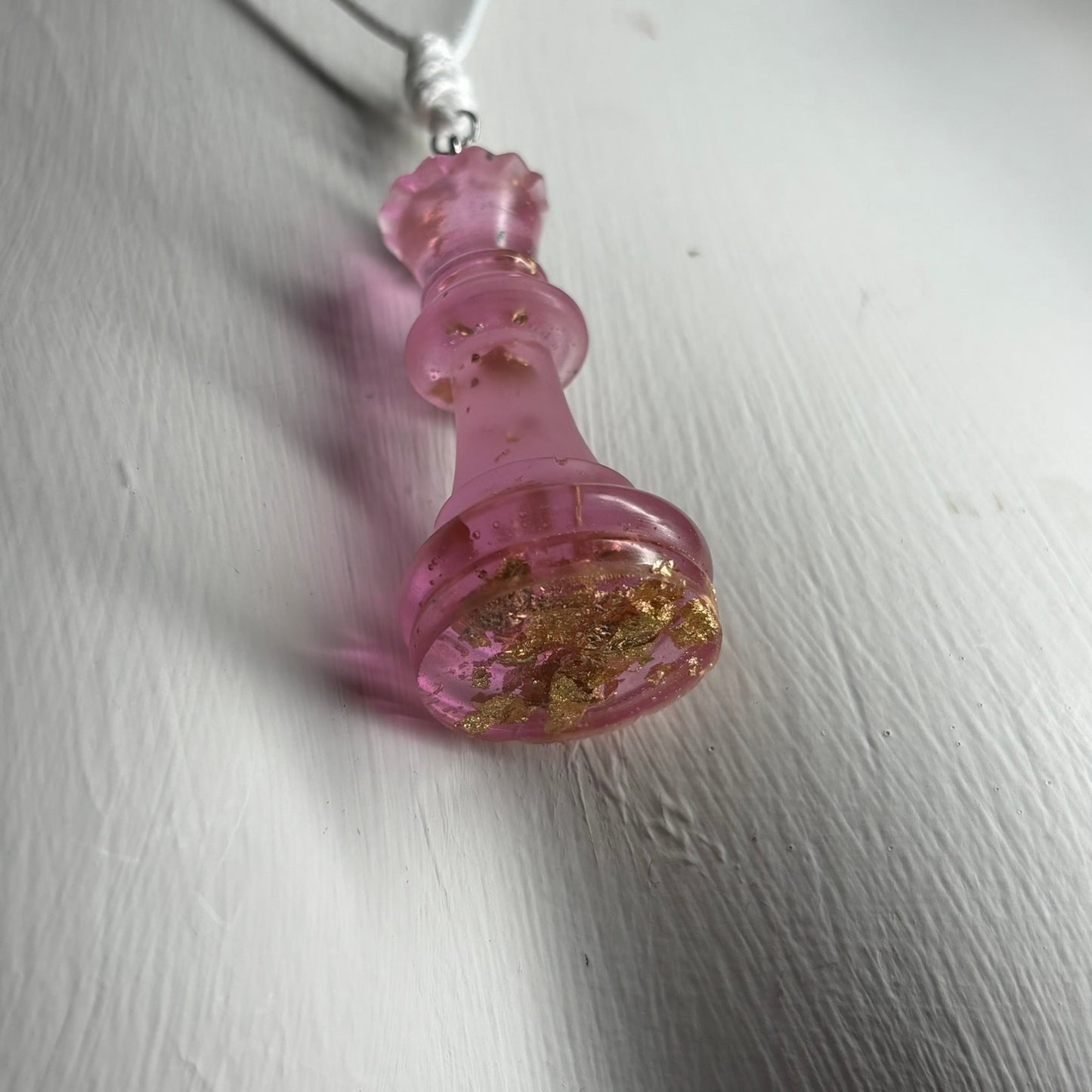 Deluxe Pink Queen- Handmade Resin Chess Necklace