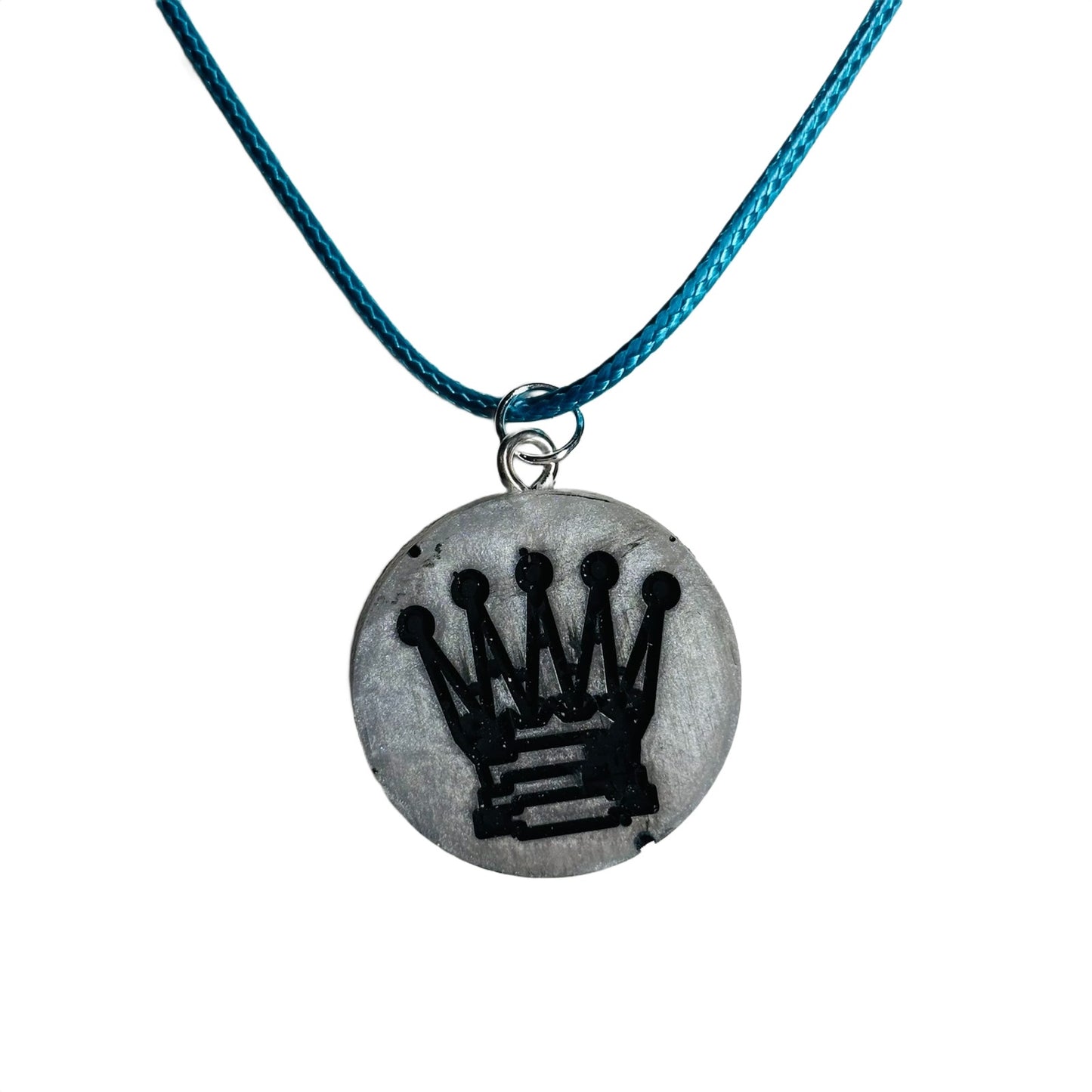 Cool Gray King - Handmade Resin Chess Necklace