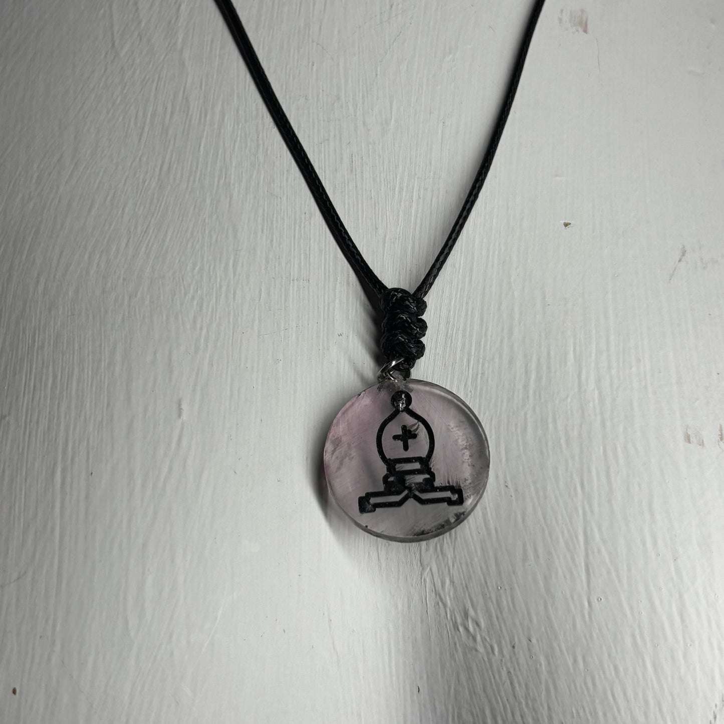 Translucent Bishop - Handmade Resin Chess Necklace - Flat Edition