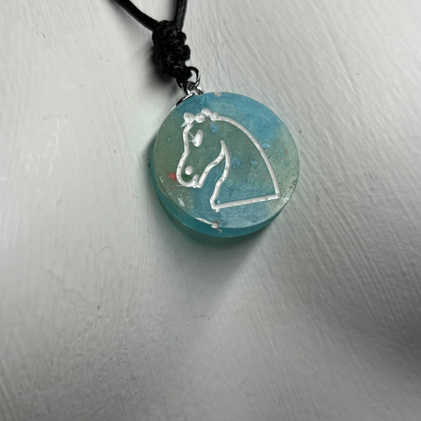 Bright Blue - Handmade Resin Chess Necklace
