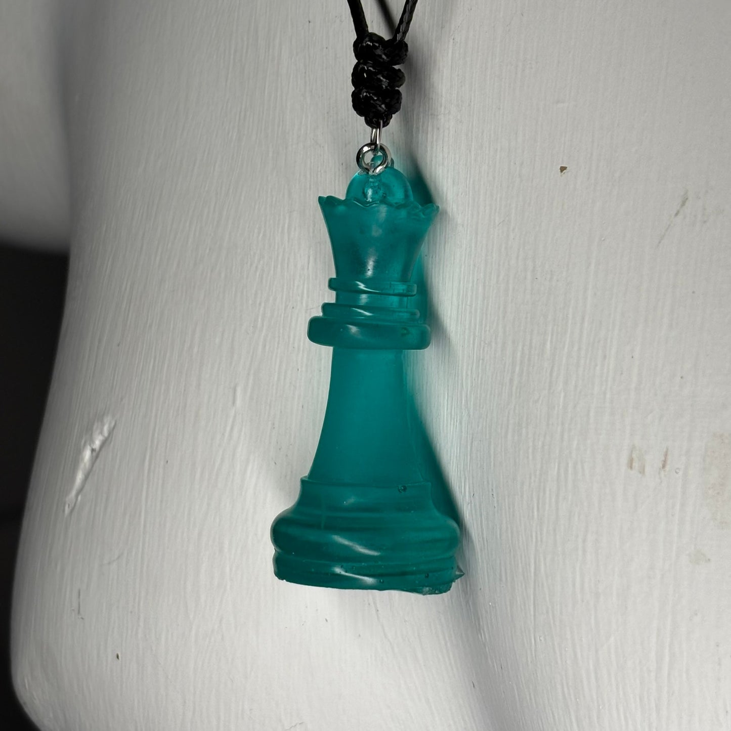 Aqua Green Queen - Handmade Resin Chess Necklace