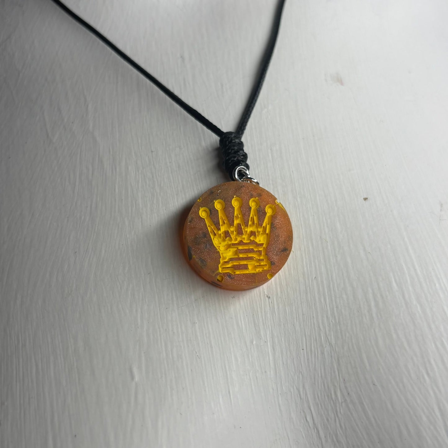 Orange Queen - Handmade Resin Chess Necklace