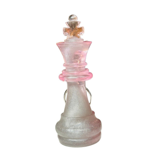 White Pink King - Handmade Resin Keychain - Large Edition