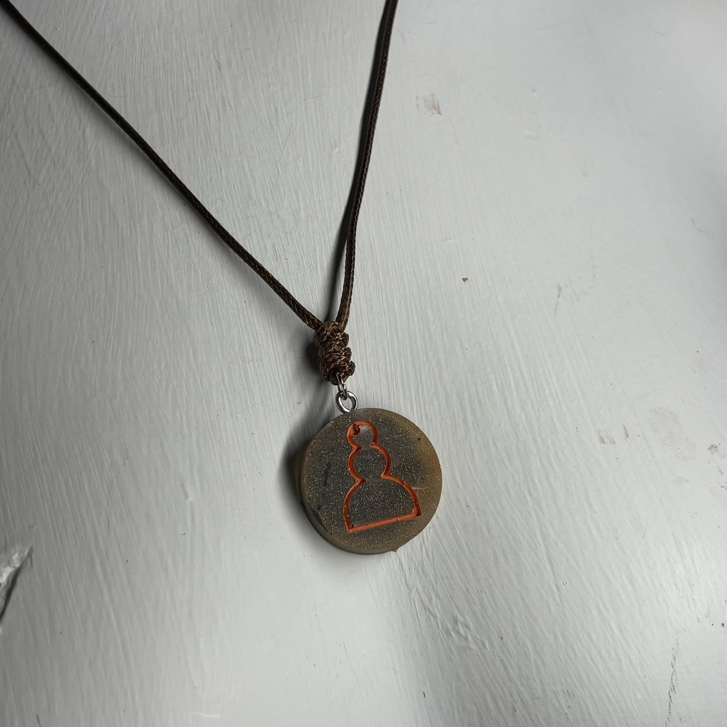Rustic Orange Pawn - Handmade Resin Chess Necklace
