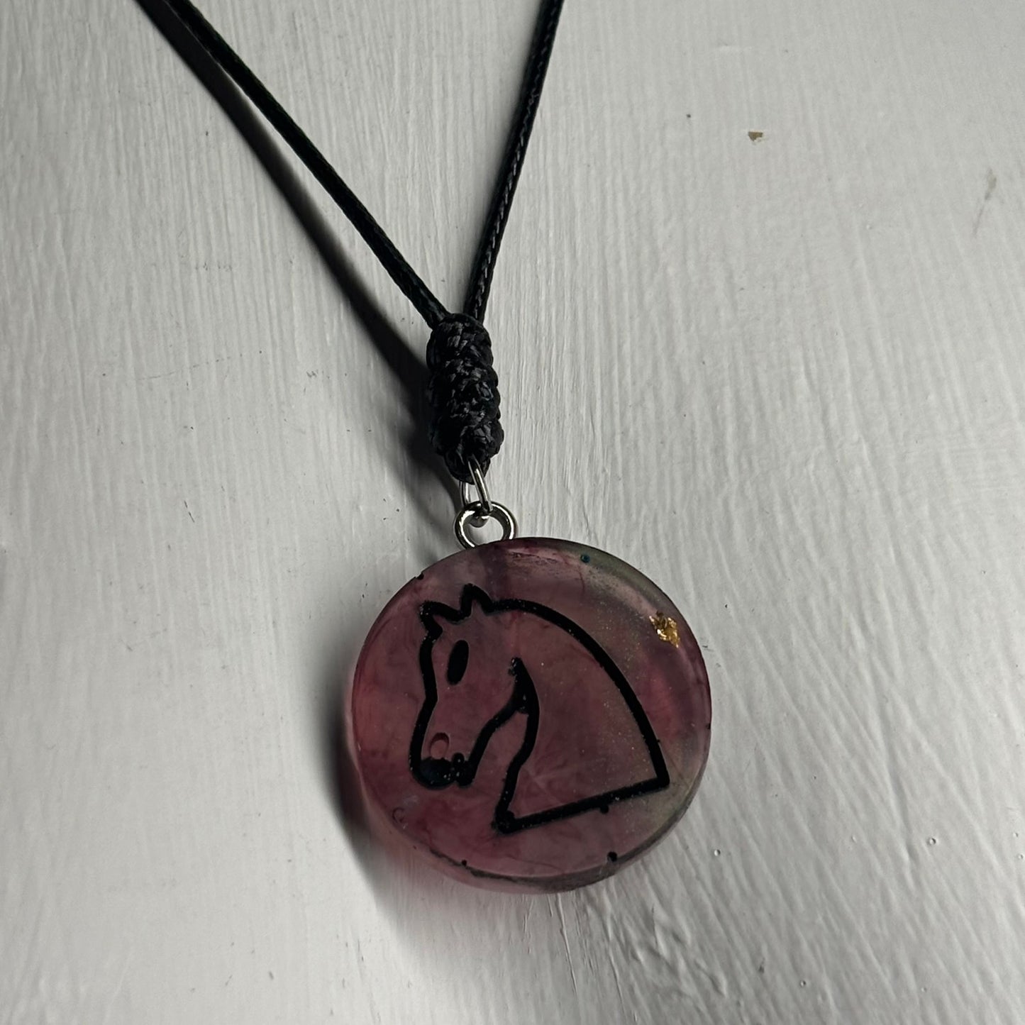 Burgundy Red Knight - Handmade Resin Chess Necklace