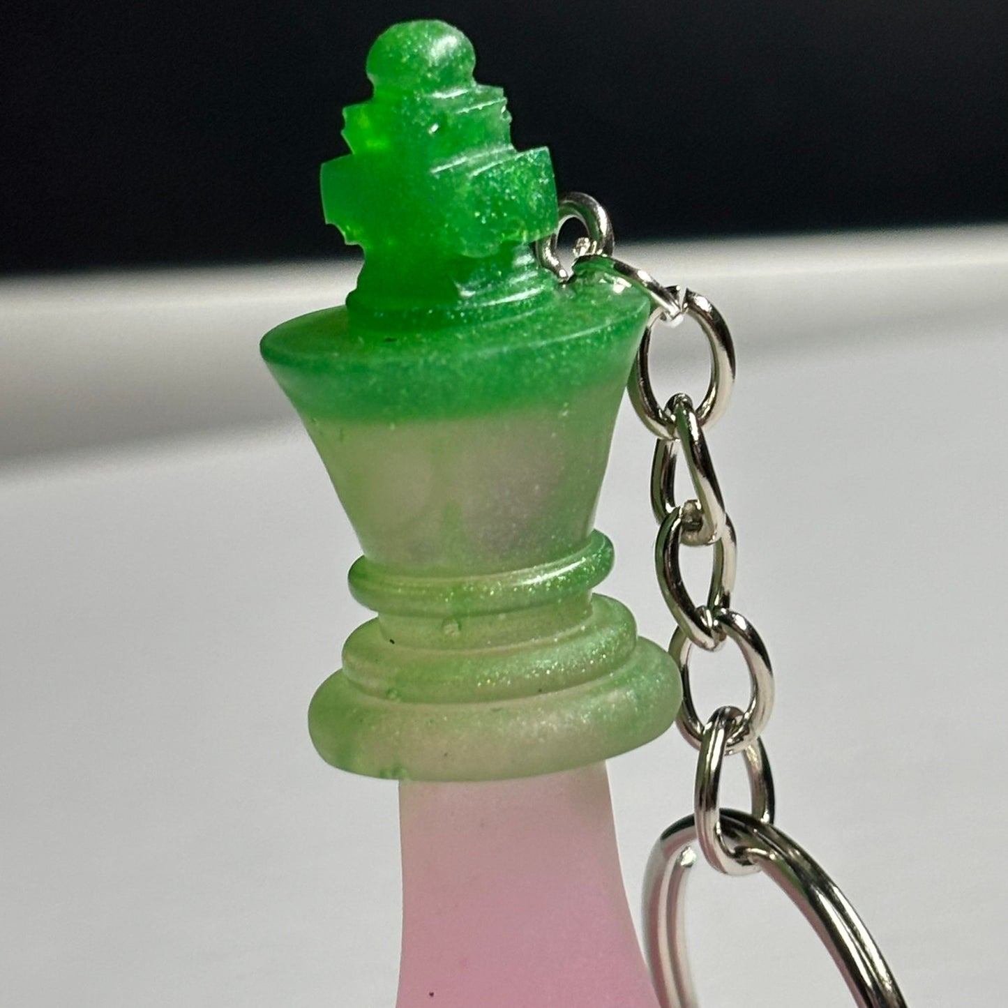 Tropical Pink/Green - Handmade Resin Keychain
