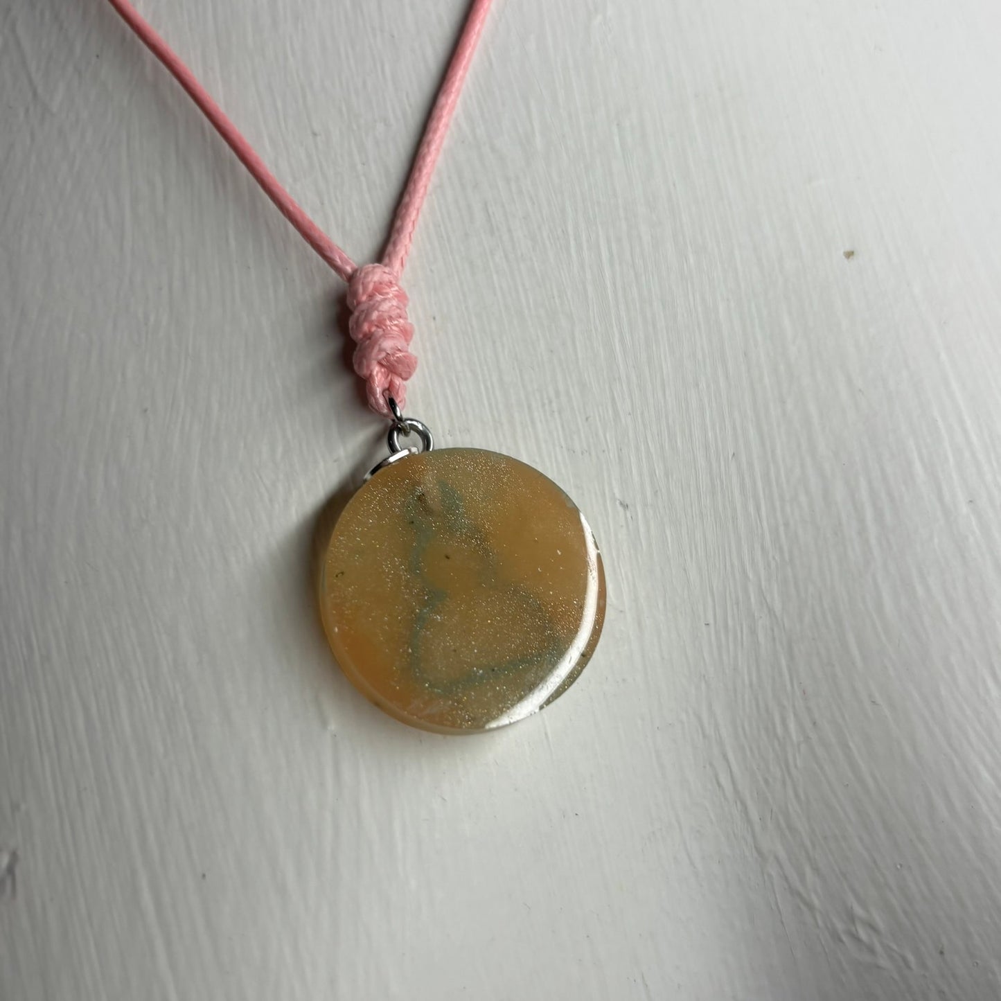 Pink Cream Pawn - Handmade Resin Chess Necklace