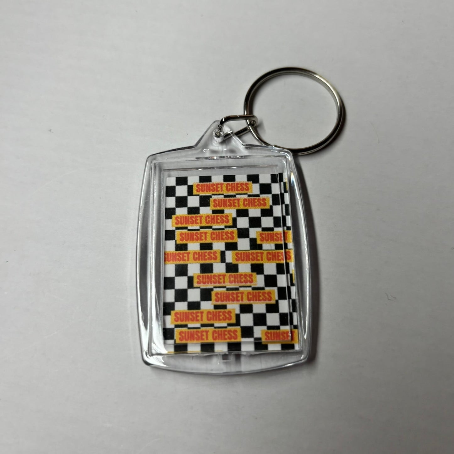 Pondering The Game - Sunset Chess Photo Keychain