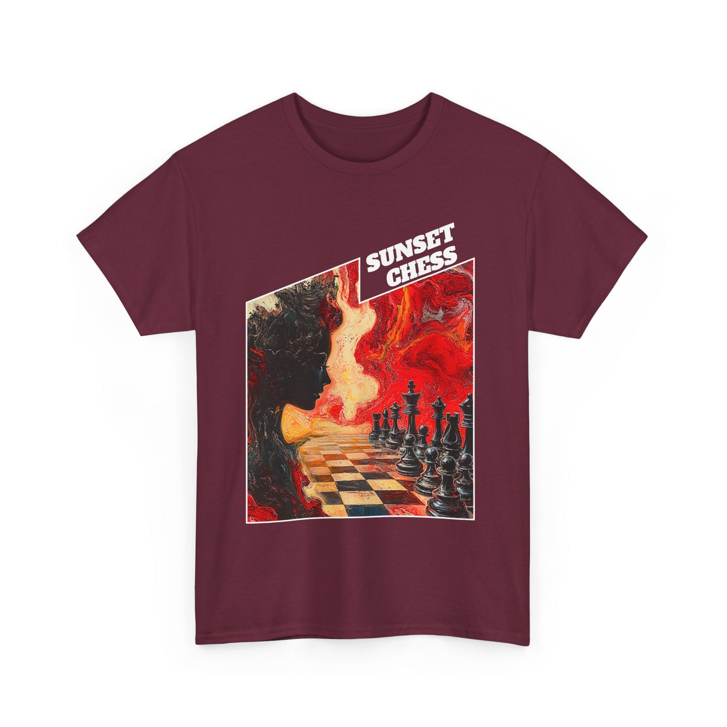 Woman On Fire - Maroon Red Chess T Shirt