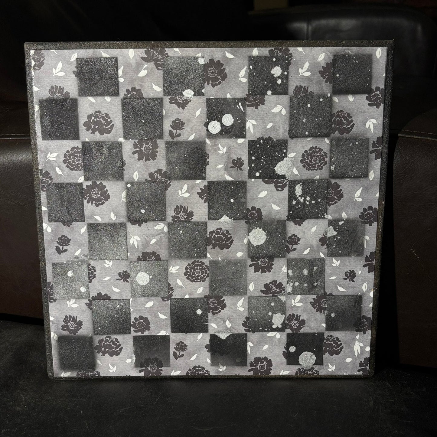 Black Ice Flowers - Scrapbook Chess Board