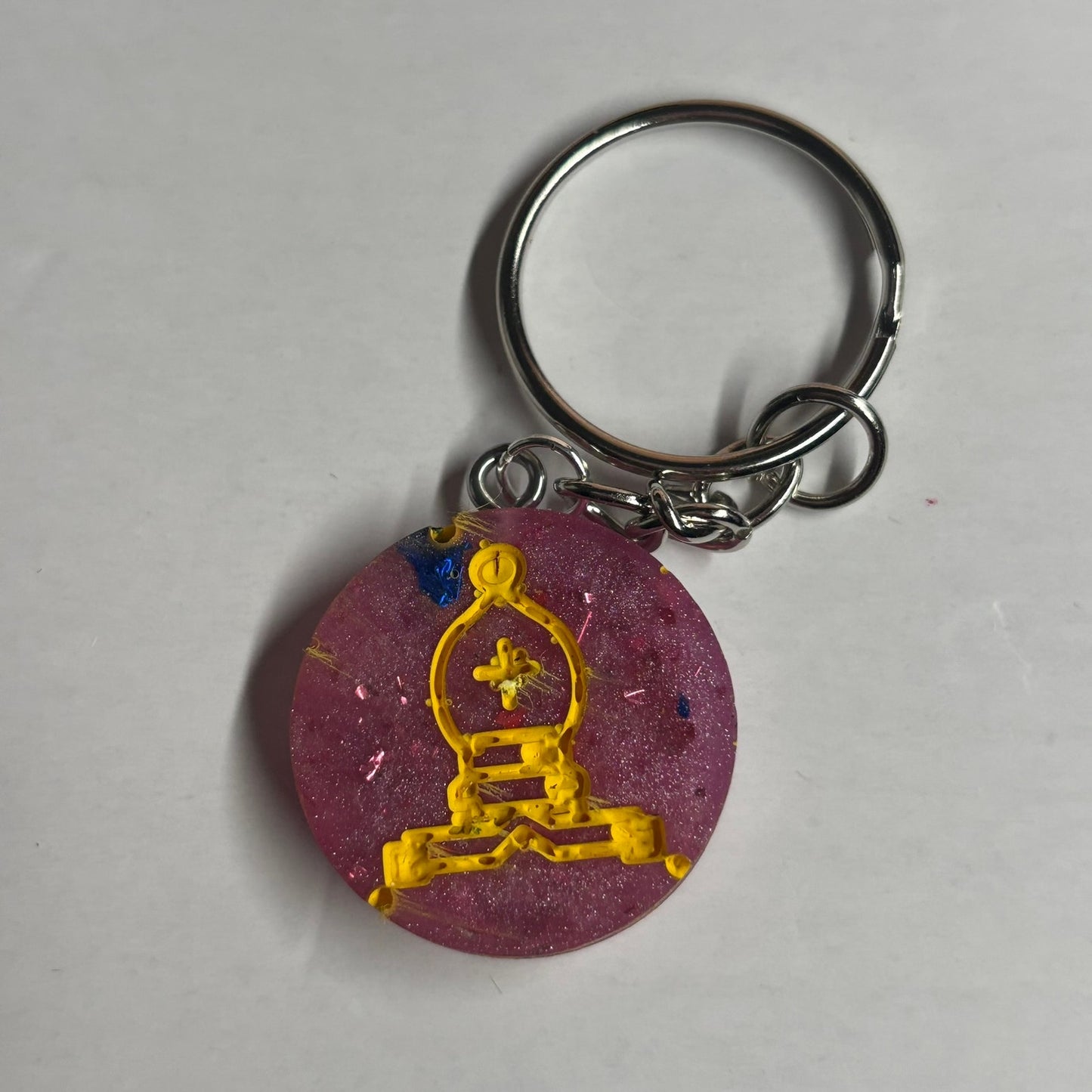 Pink Yellow Bishop - Handmade Resin Keychain