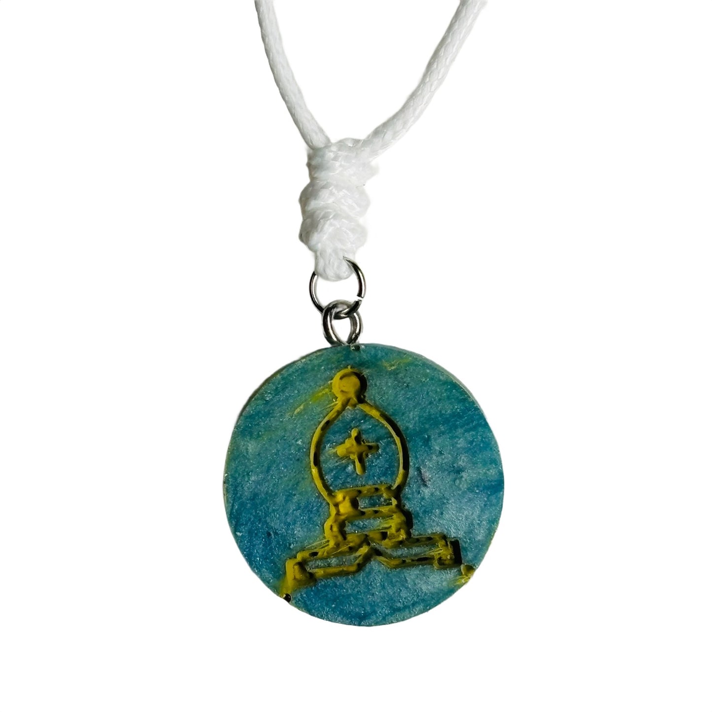 Spaz Blue Bishop - Handmade Resin Chess Necklace