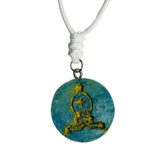 Spaz Blue Bishop - Handmade Resin Chess Necklace