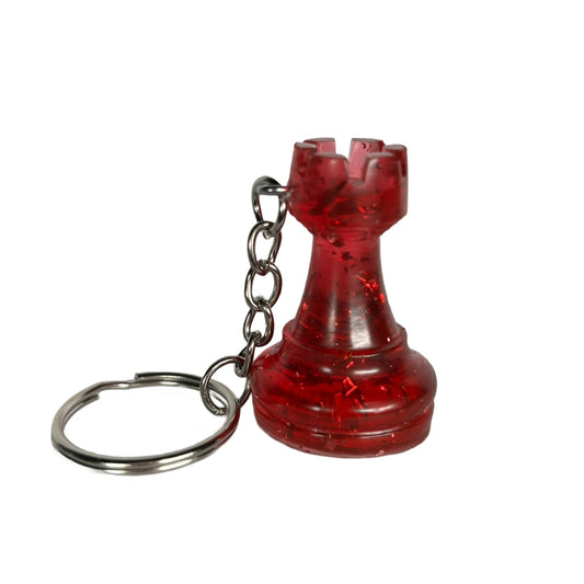 Fire Red Rook Handmade Resin Keychain - One of a Kind Design