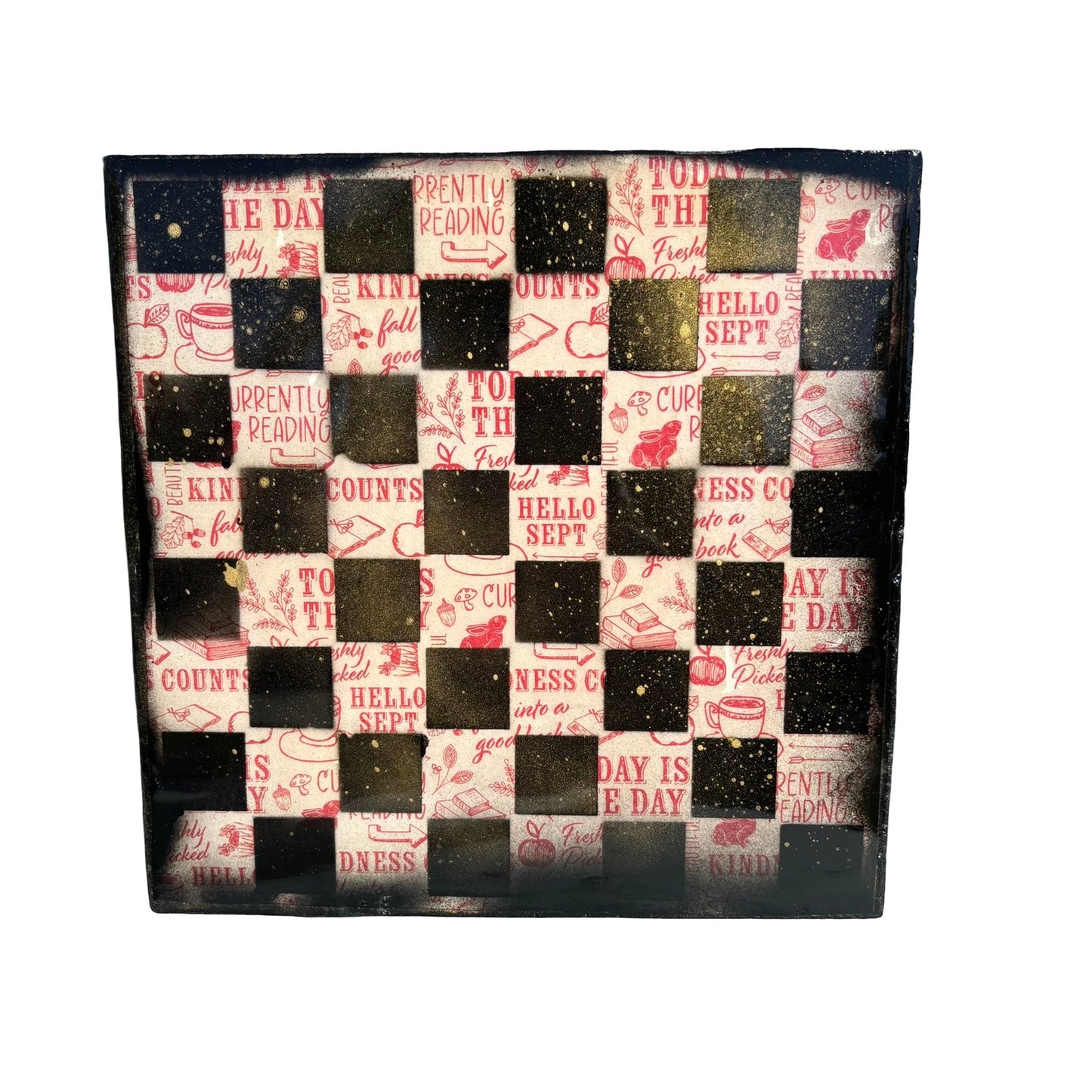 Old School Red - Resin Coated Chess Board