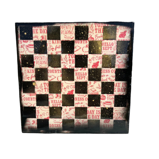 Old School Red - Resin Coated Chess Board