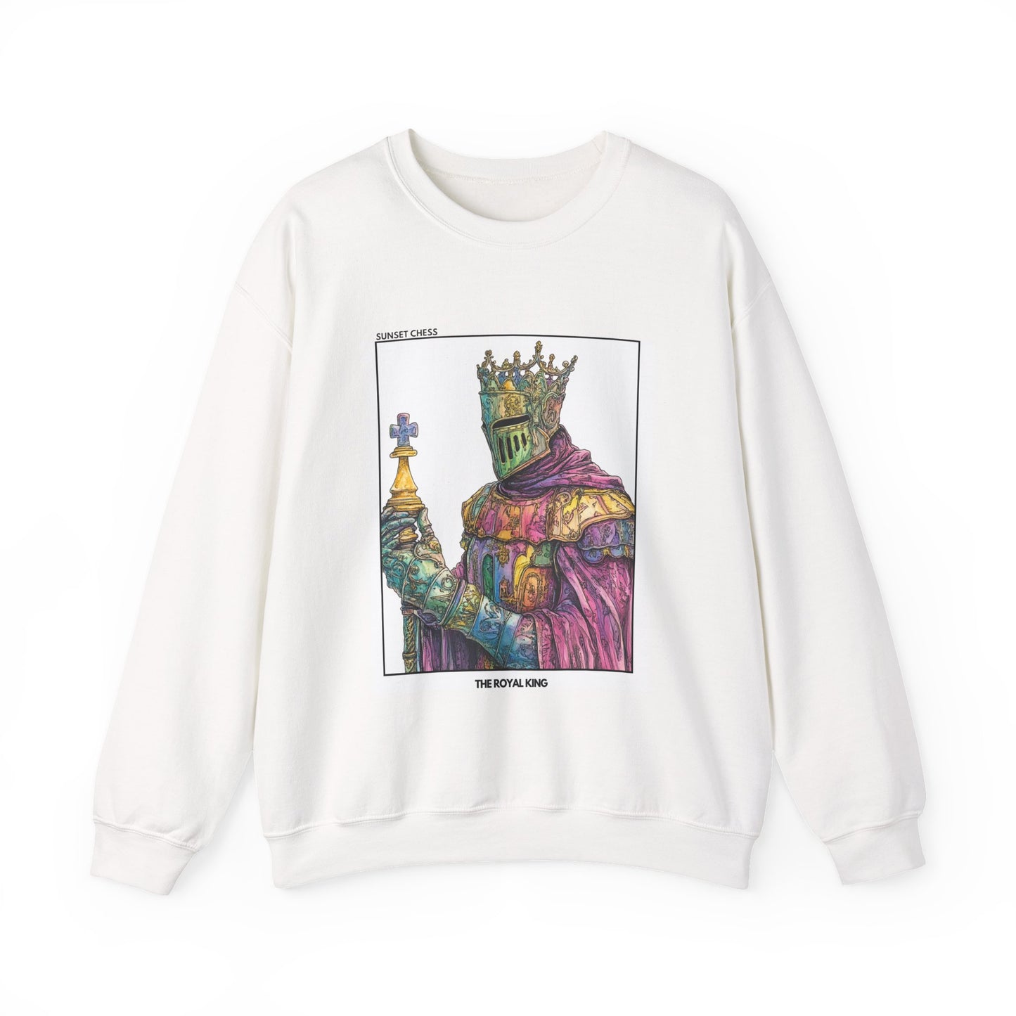 The Royal King - White Chess Crewneck Sweater
