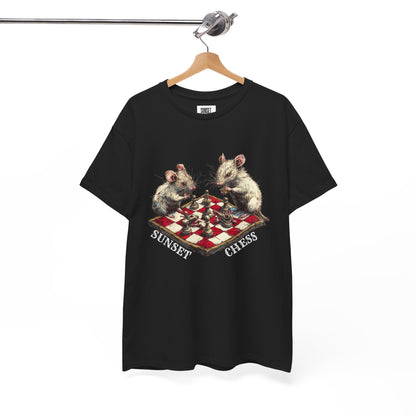 Copy of Rats Playing Chess - White Tee - Unisex Heavy Cotton Tee