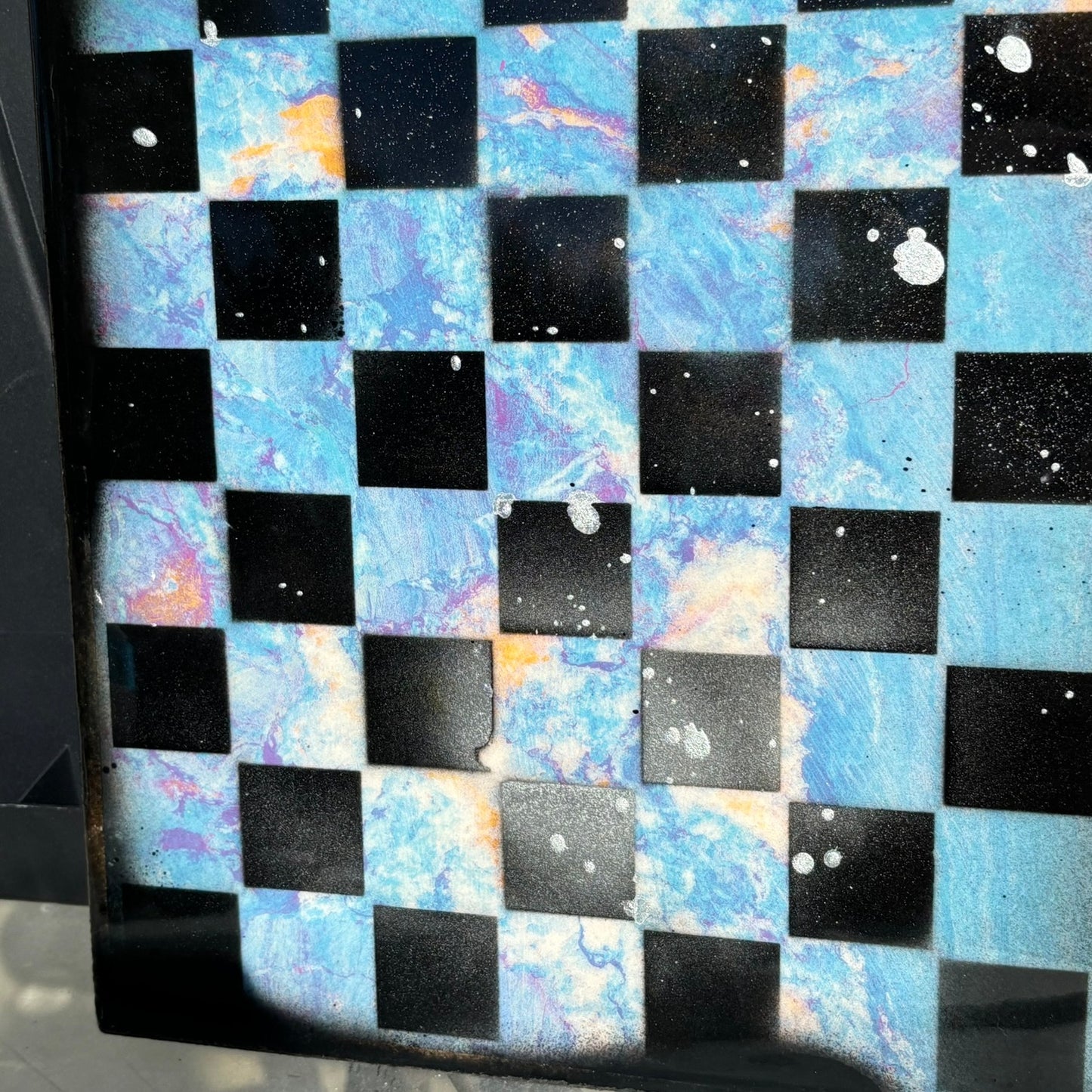 Ruby Blue - Resin Coated Chess Board