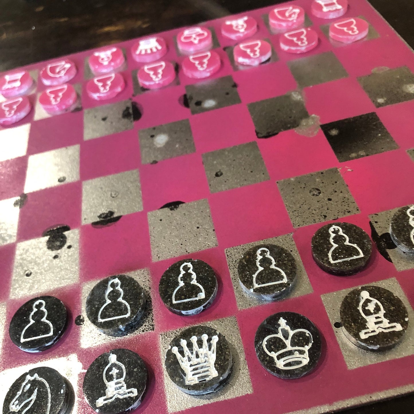 Chrome Fade Pink - Painted Chess Set