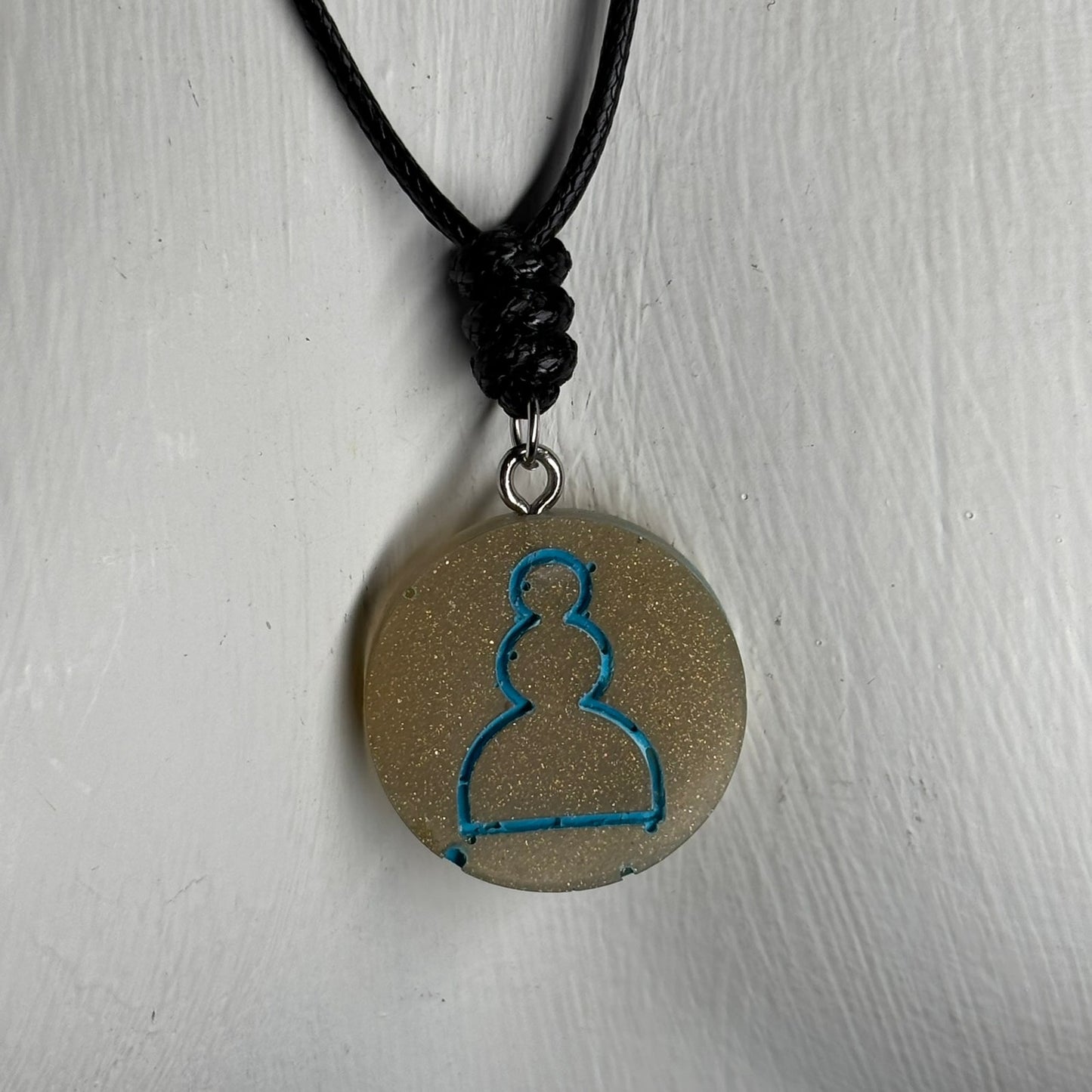 Cream Yellow Pawn - Handmade Resin Chess Necklace