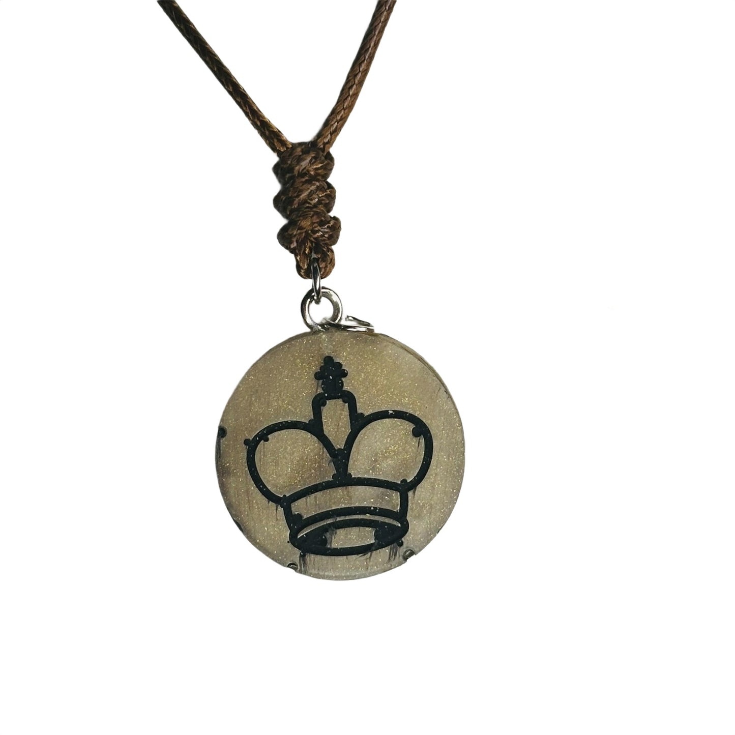 Simplistic Tan King - Handmade Resin Chess Necklace