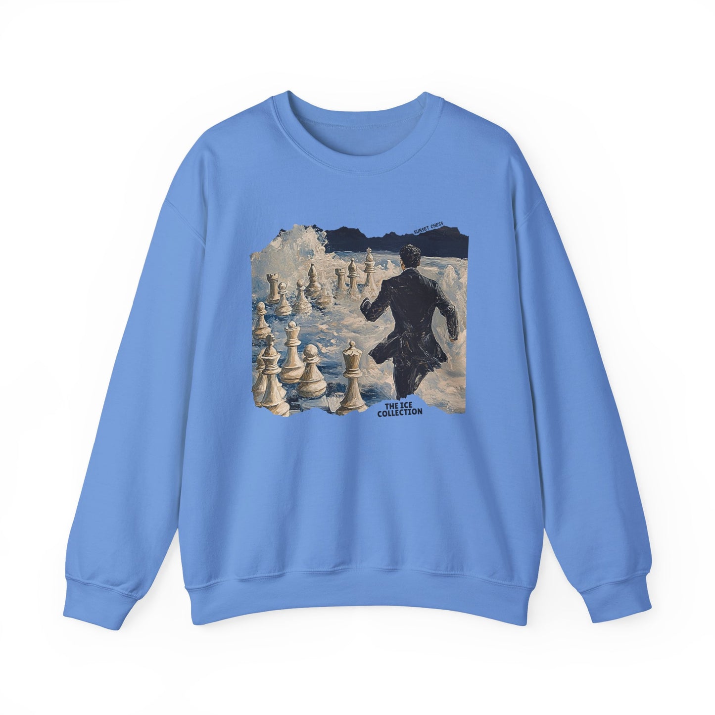 Running on Ice - Blue Chess Crewneck Sweater