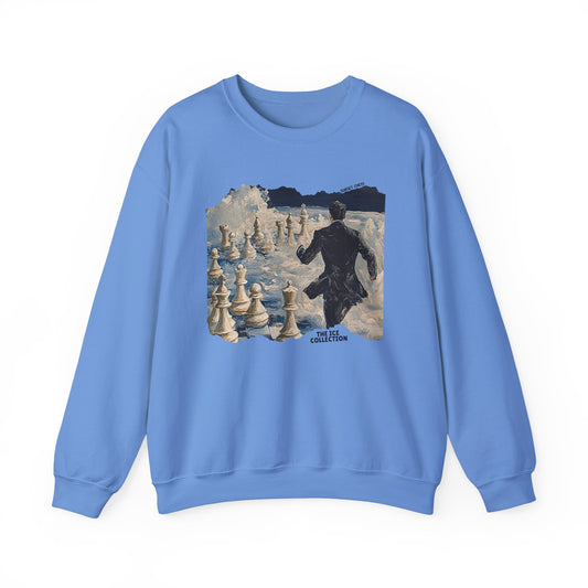 Running on Ice - Blue Chess Crewneck Sweater