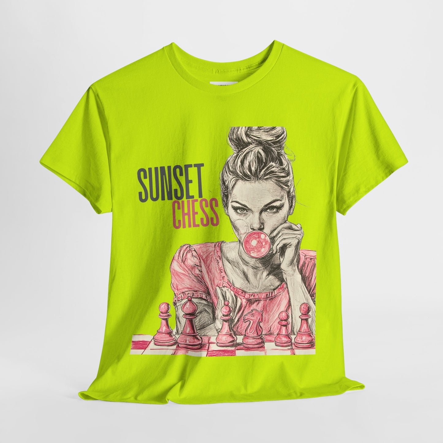 Lime Green - Women Bubble Blowing - Unisex Heavy Cotton Tee