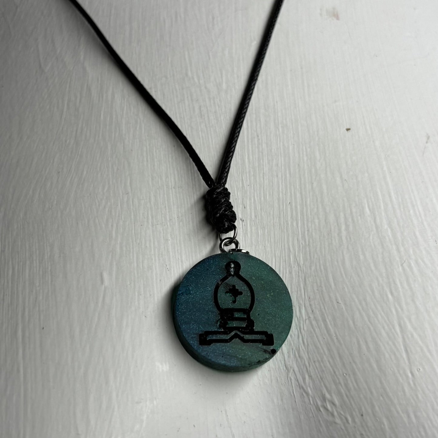 Dark Green Bishop - Handmade Resin Chess Necklace