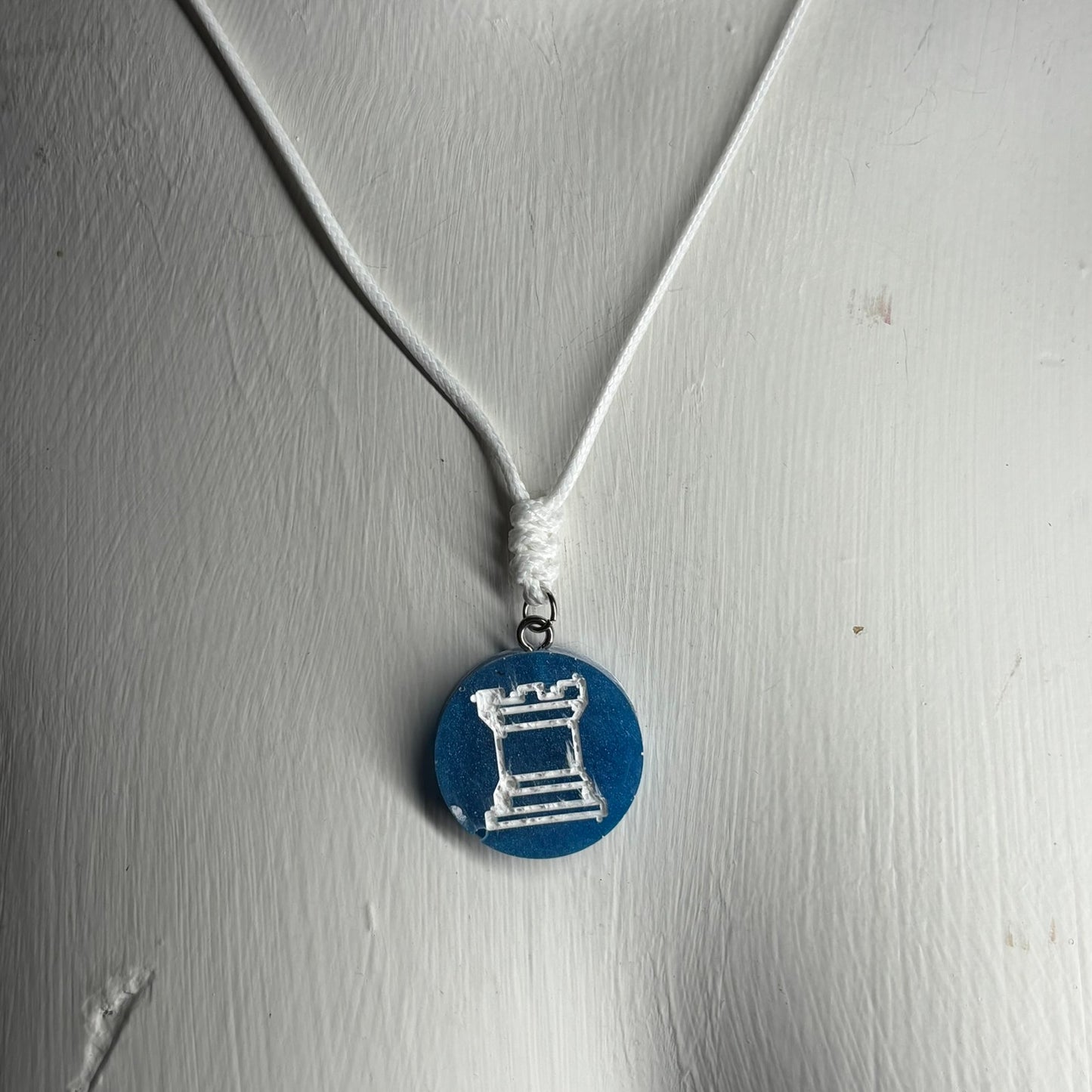 Blue Rook - Handmade Resin Chess Necklace