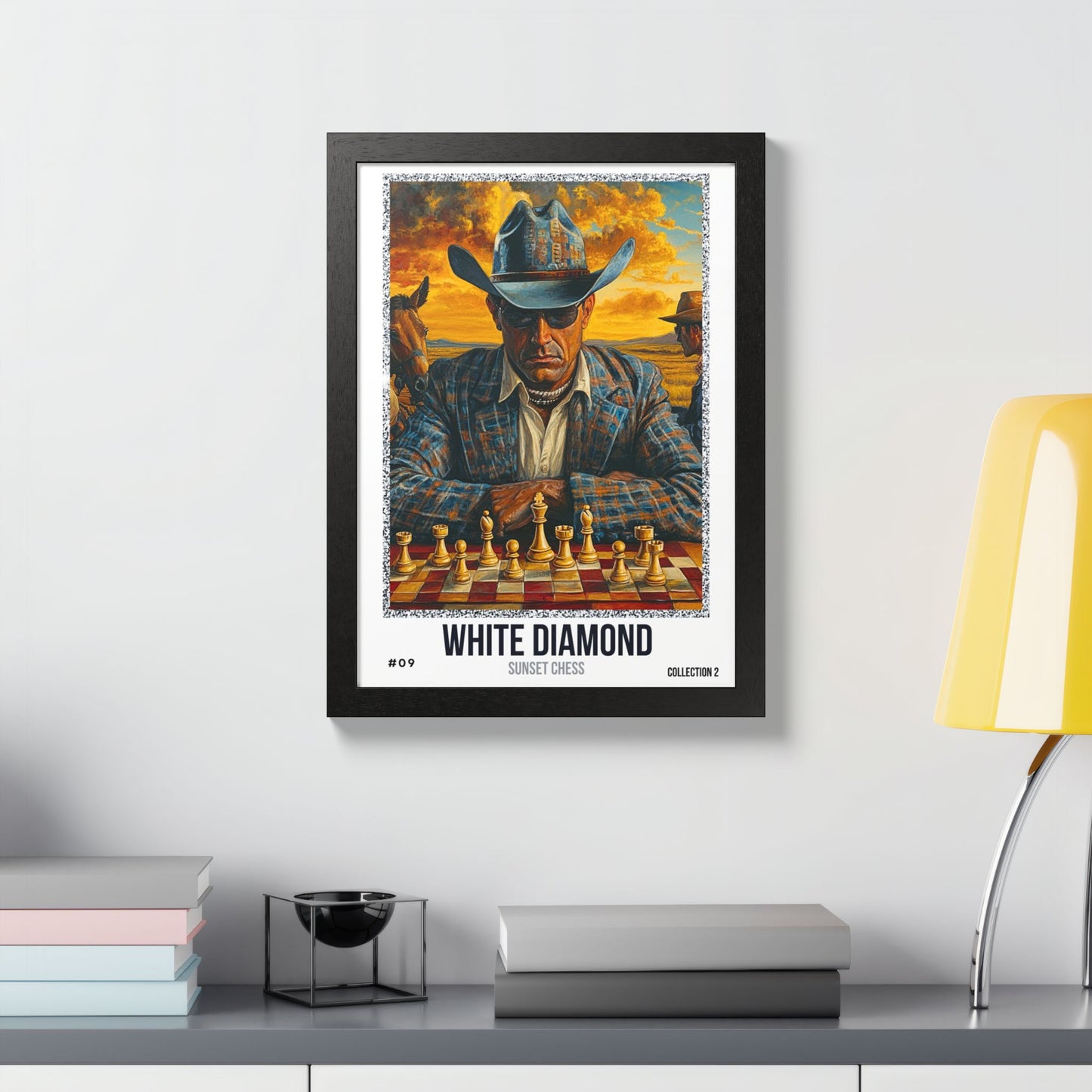White Diamond - Collection 2 Card #09 - Sunset Card Poster Framed 12"x16"