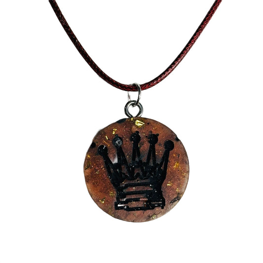 Amber Queen - Handmade Resin Chess Necklace