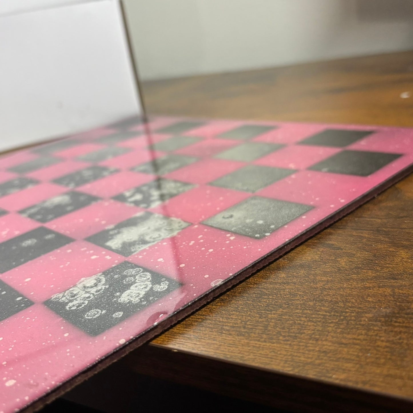 Pink Chrome Black - Resin Coated Chess Board
