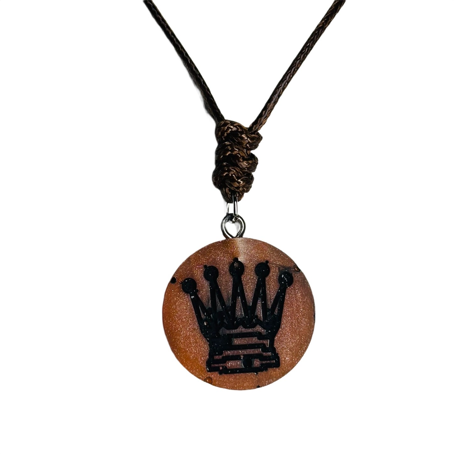 Bronze Queen - Handmade Resin Chess Necklace