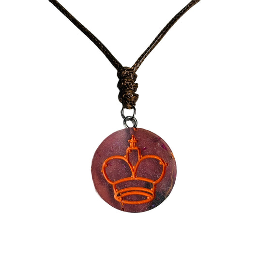 Vortex Violet King - Handmade Resin Chess Necklace