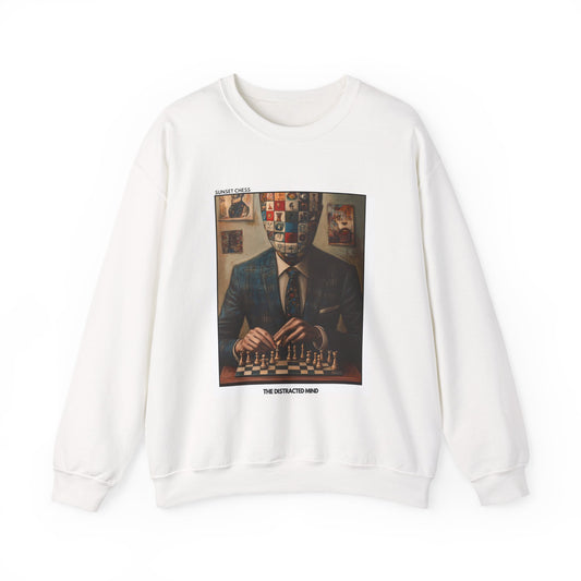 The Distracted Man - White Chess Crewneck Sweater