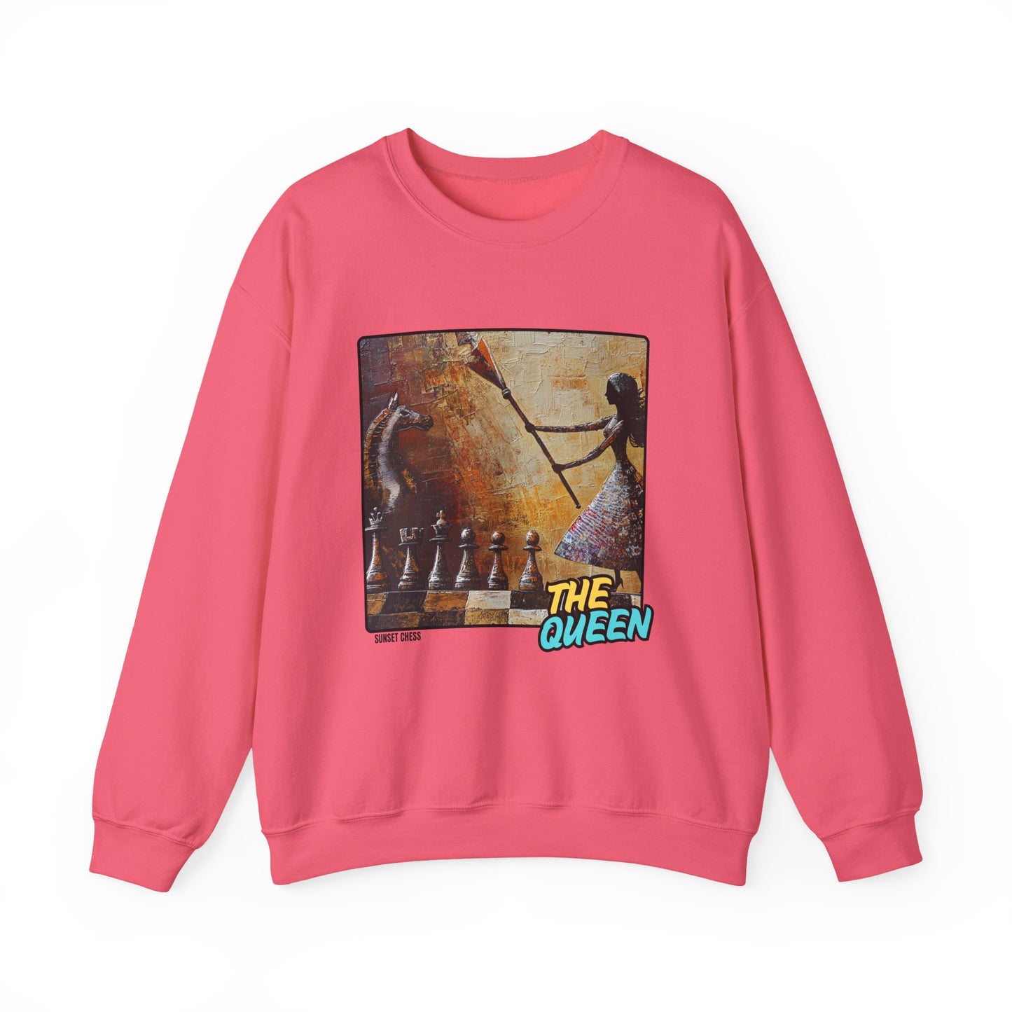 The Queen's Defense - Pink Chess Crewneck Sweater
