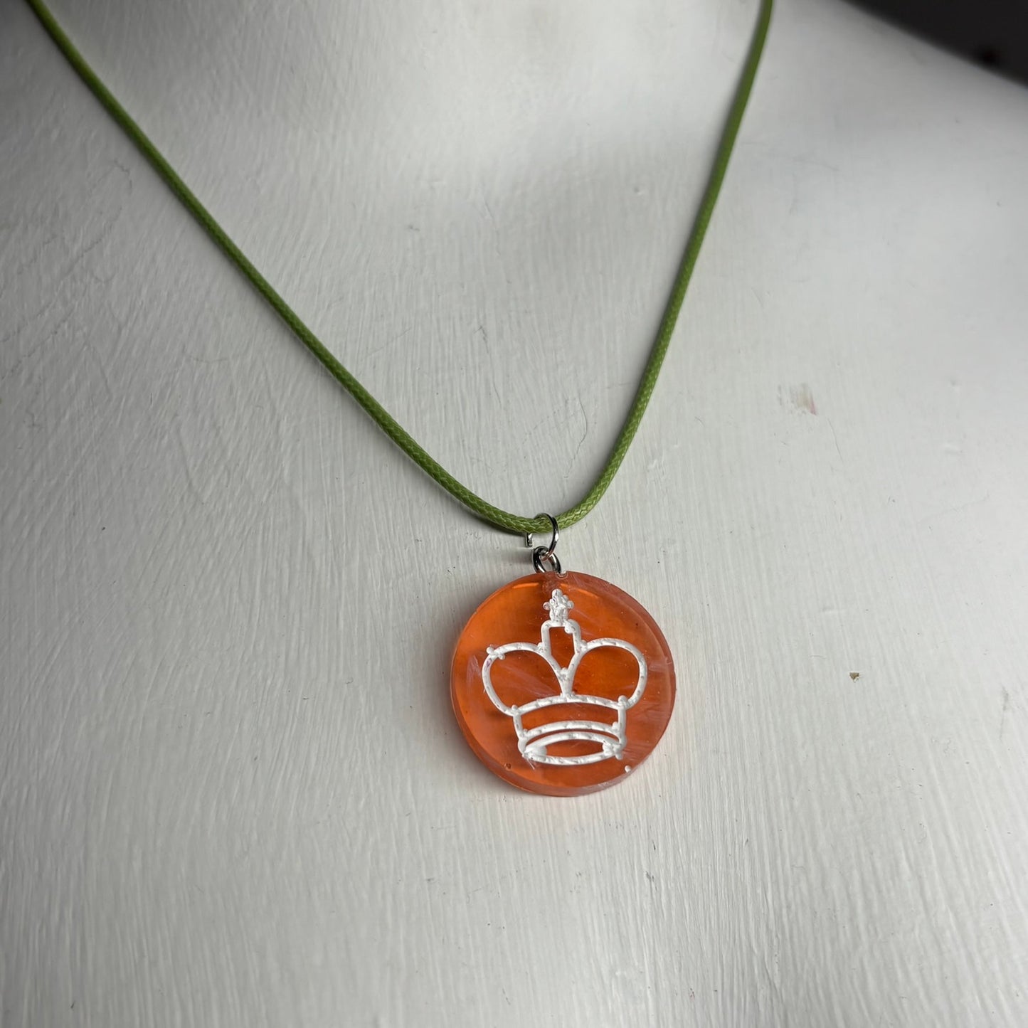 Translucent Orange King - Handmade Resin Chess Necklace