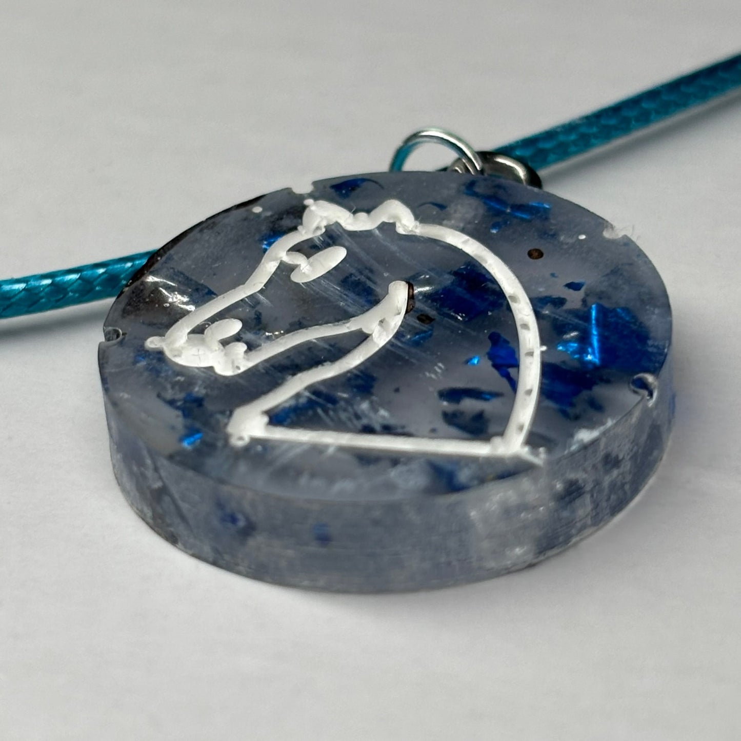 Light Blue Knight - Handmade Resin Chess Necklace