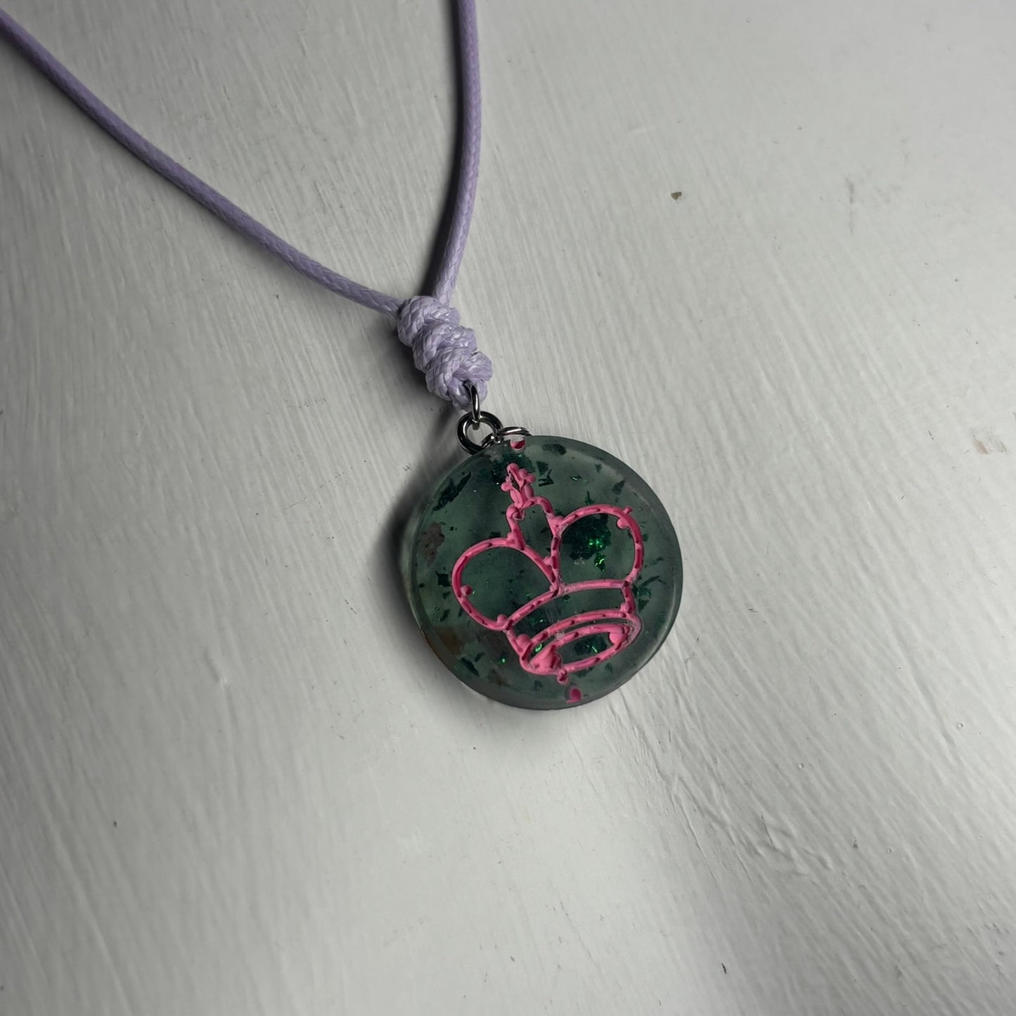 Pink King - Handmade Resin Chess Necklace