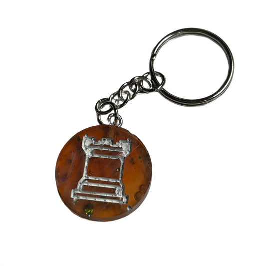 Orange Flamed Rook Handmade Resin Keychain - Flat Edition