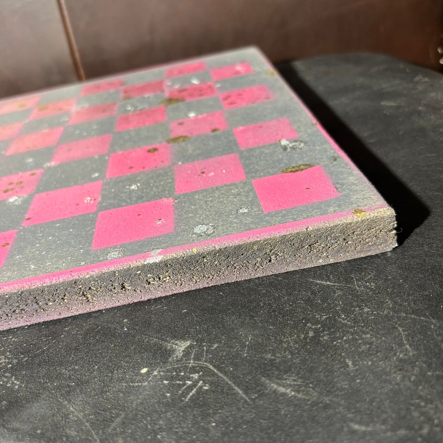 Gray & Pink - Painted Chess Board