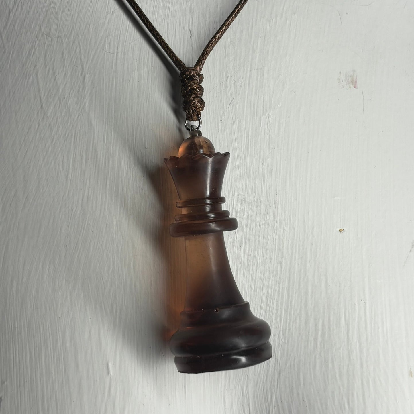 Vintage Brown Queen - Handmade Resin Chess Necklace